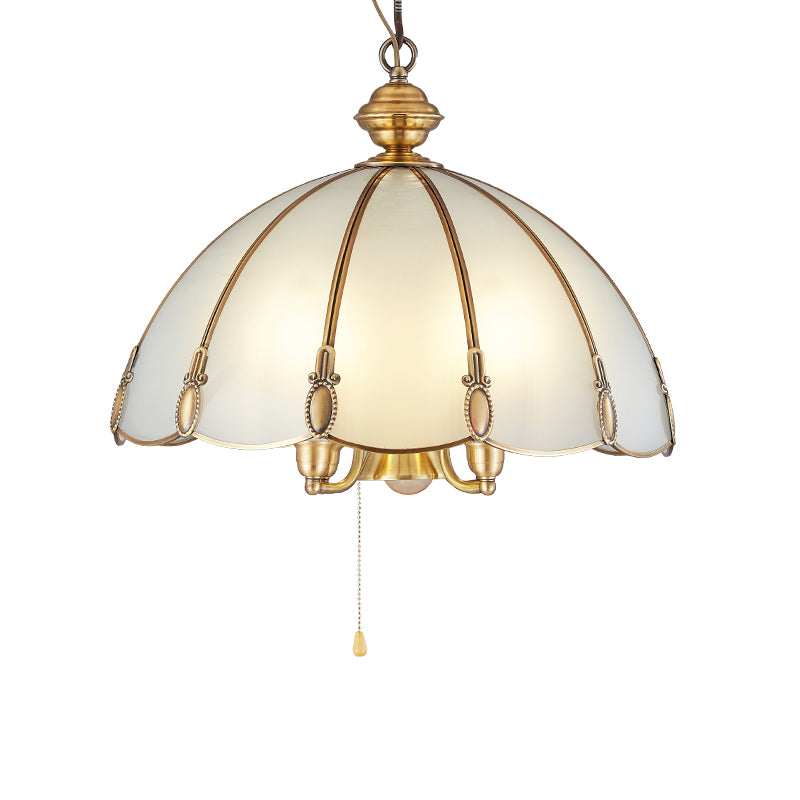 Opal Glass Scalloped Shaped Ceiling Lighting Minimalism 5 Bulbs Dining Room Chandelier Light Fixture in Gold Clearhalo 'Ceiling Lights' 'Chandeliers' Lighting' options 2058133