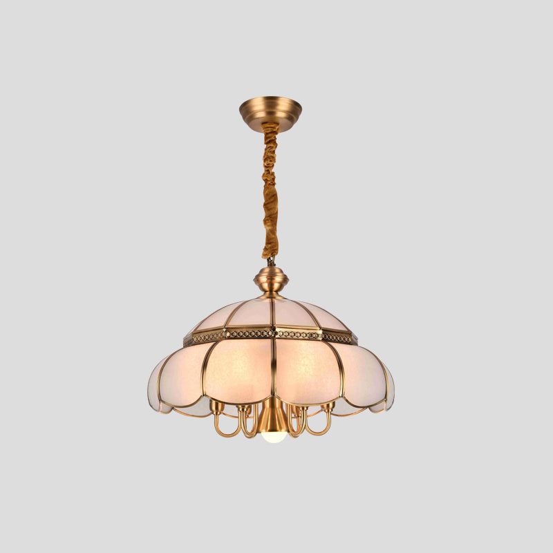 Nickel Geometric Shaped Chandelier Pendant Light Classic Frosted Glass Dining Room Hanging Light Clearhalo 'Ceiling Lights' 'Chandeliers' Lighting' options 2058137