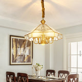 Nickel Geometric Shaped Chandelier Pendant Light Classic Frosted Glass Dining Room Hanging Light Clearhalo 'Ceiling Lights' 'Chandeliers' Lighting' options 2058139