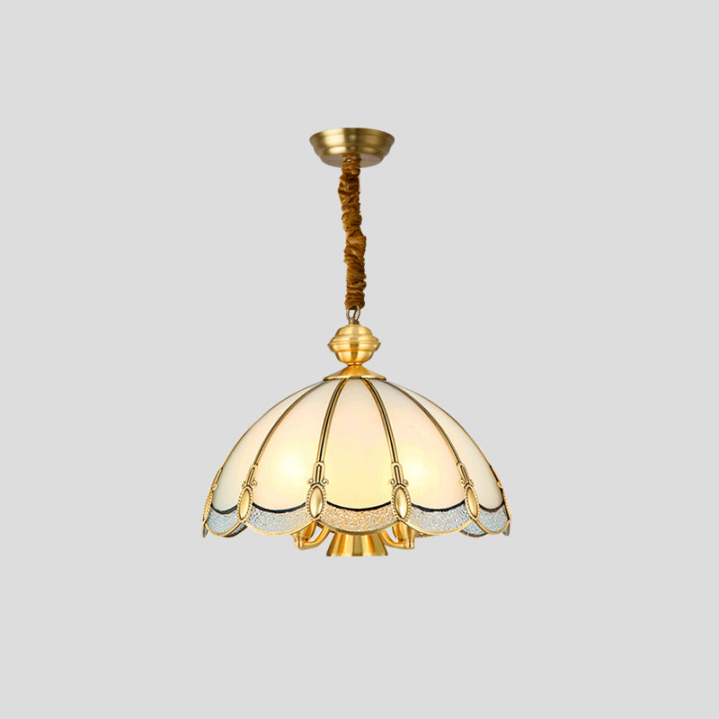 Nickel Geometric Shaped Chandelier Pendant Light Classic Frosted Glass Dining Room Hanging Light Clearhalo 'Ceiling Lights' 'Chandeliers' Lighting' options 2058143