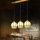 3 Heads Dome Shaped Multi Ceiling Lamp Simplicity Gold Ripple Glass Suspension Light Fixture Clearhalo 'Ceiling Lights' 'Pendant Lights' 'Pendants' Lighting' 2058163