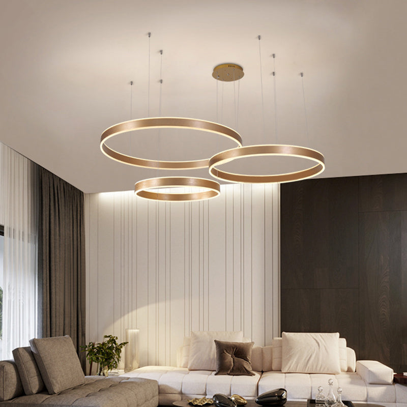 Acrylic Circle Shaped LED Ceiling Light Simplicity Living Room Chandelier Pendant Light Gold 3 Clearhalo 'Ceiling Lights' 'Chandeliers' 'Modern Chandeliers' 'Modern' Lighting' 2058188