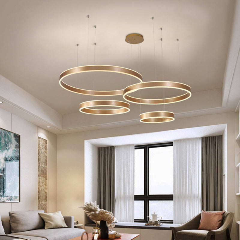 Acrylic Circle Shaped LED Ceiling Light Simplicity Living Room Chandelier Pendant Light Gold 4 Clearhalo 'Ceiling Lights' 'Chandeliers' 'Modern Chandeliers' 'Modern' Lighting' 2058189