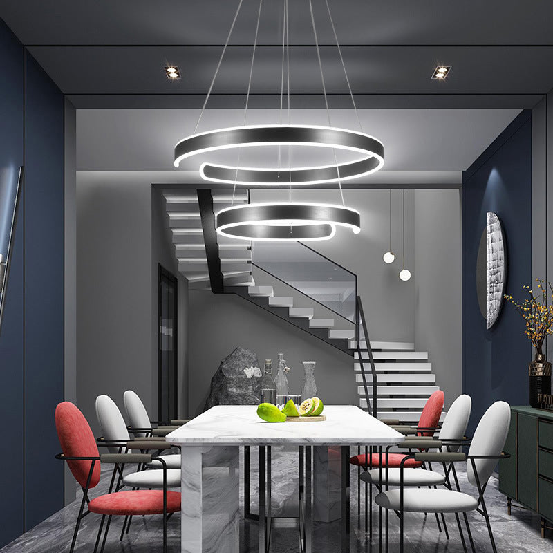 Geometric Shaped Restaurant Chandelier Pendant Light Aluminum Contemporary LED Hanging Light Black Clearhalo 'Ceiling Lights' 'Chandeliers' 'Modern Chandeliers' 'Modern' Lighting' 2058212
