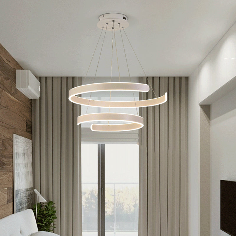 Geometric Shaped Restaurant Chandelier Pendant Light Aluminum Contemporary LED Hanging Light White Clearhalo 'Ceiling Lights' 'Chandeliers' 'Modern Chandeliers' 'Modern' Lighting' 2058213