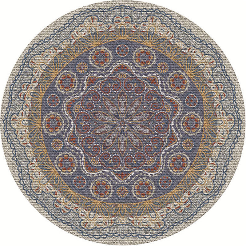 Exotic Moroccan Rug Multi Color Flower Pattern Rug Anti-Slip Pet Friendly Stain Resistant Carpet for Home Denim Blue Clearhalo 'Area Rug' 'Moroccan' 'Rugs' Rug' 2058521