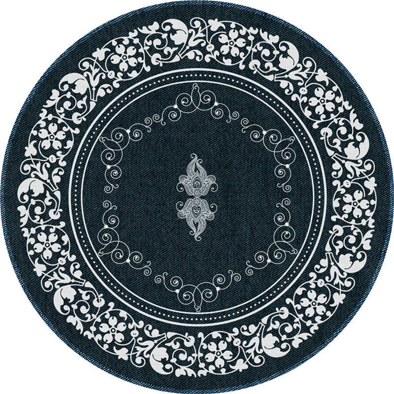 Exotic Moroccan Rug Multi Color Flower Pattern Rug Anti-Slip Pet Friendly Stain Resistant Carpet for Home Navy Clearhalo 'Area Rug' 'Moroccan' 'Rugs' Rug' 2058531