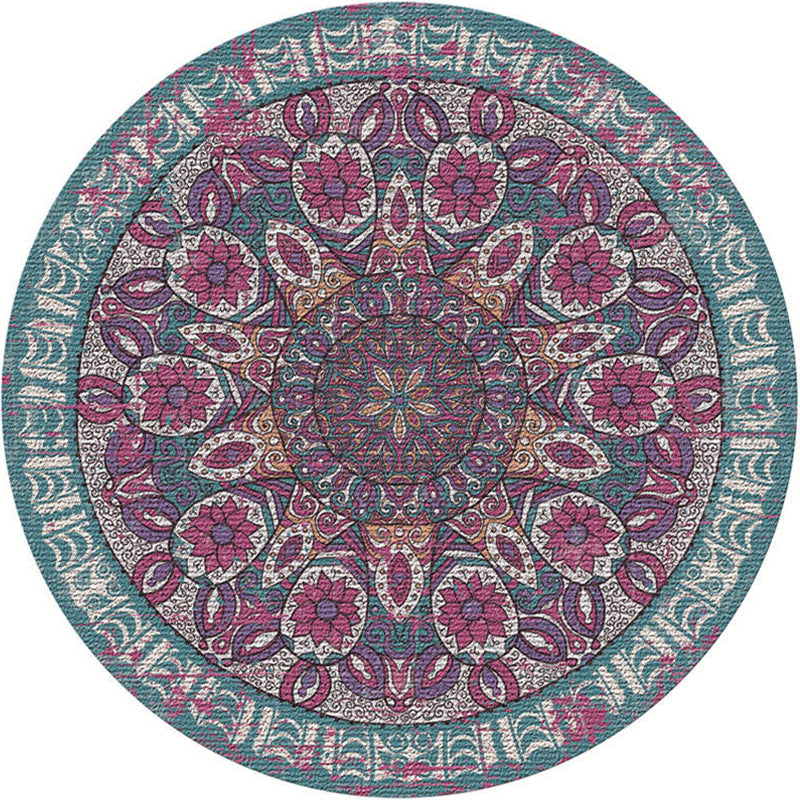 Moroccan Living Room Rug Multi-Color Flower Rug Polyester Machine Washable Stain Resistant Non-Slip Backing Area Carpet Pink-Blue Clearhalo 'Area Rug' 'Moroccan' 'Rugs' Rug' 2058564