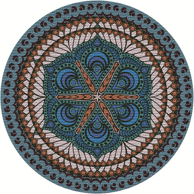 Moroccan Living Room Rug Multi-Color Flower Rug Polyester Machine Washable Stain Resistant Non-Slip Backing Area Carpet Blue-Red Clearhalo 'Area Rug' 'Moroccan' 'Rugs' Rug' 2058570