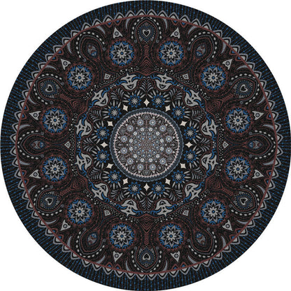 Moroccan Living Room Rug Multi-Color Flower Rug Polyester Machine Washable Stain Resistant Non-Slip Backing Area Carpet Dark Navy Clearhalo 'Area Rug' 'Moroccan' 'Rugs' Rug' 2058579