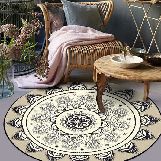Moroccan Style Sunflower Rug Grey-Black Synthetics Carpet Washable Anti-Slip Backing Stain Resistant Rug for Family Room Clearhalo 'Area Rug' 'Moroccan' 'Rugs' Rug' 2058587