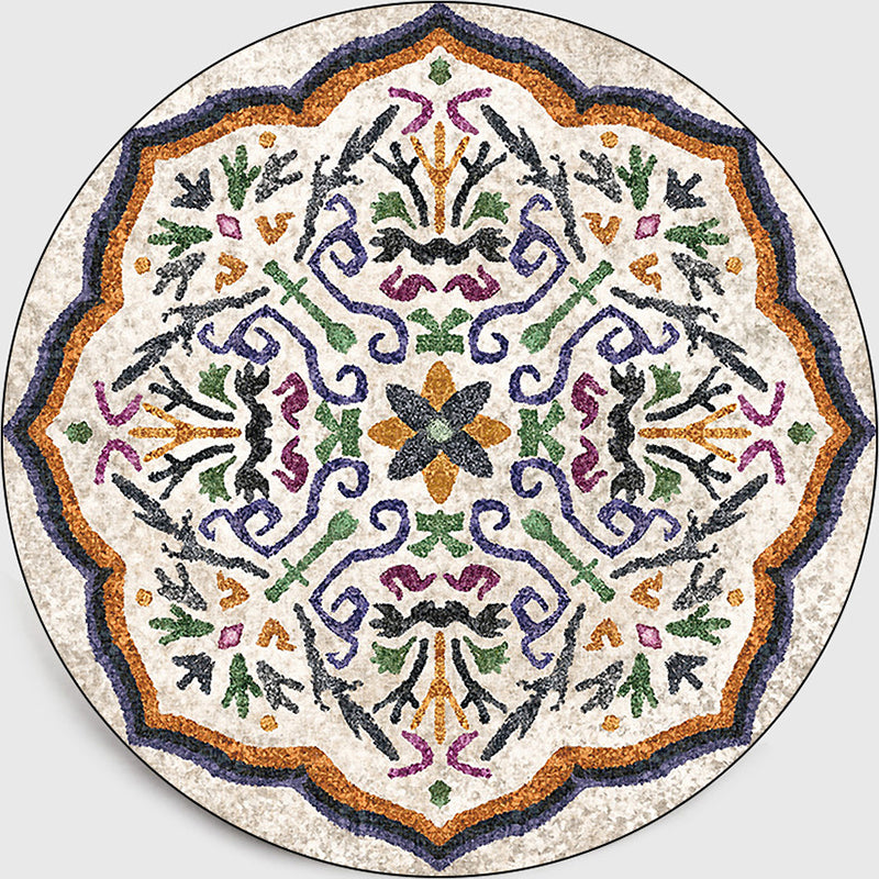 Classic Moroccan Indoor Rug Multicolor Flower Carpet Non-Slip Machine Washable Stain Resistant Rug for Living Room Blue-Purple Clearhalo 'Area Rug' 'Moroccan' 'Rugs' Rug' 2058615