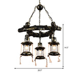 Bronze 3 Lights Chandelier Light Fixture Coastal Clear Glass Kerosene Pendant Lamp Clearhalo 'Cast Iron' 'Ceiling Lights' 'Chandeliers' 'Industrial Chandeliers' 'Industrial' 'Metal' 'Middle Century Chandeliers' 'Rustic Chandeliers' 'Tiffany' Lighting' 205861
