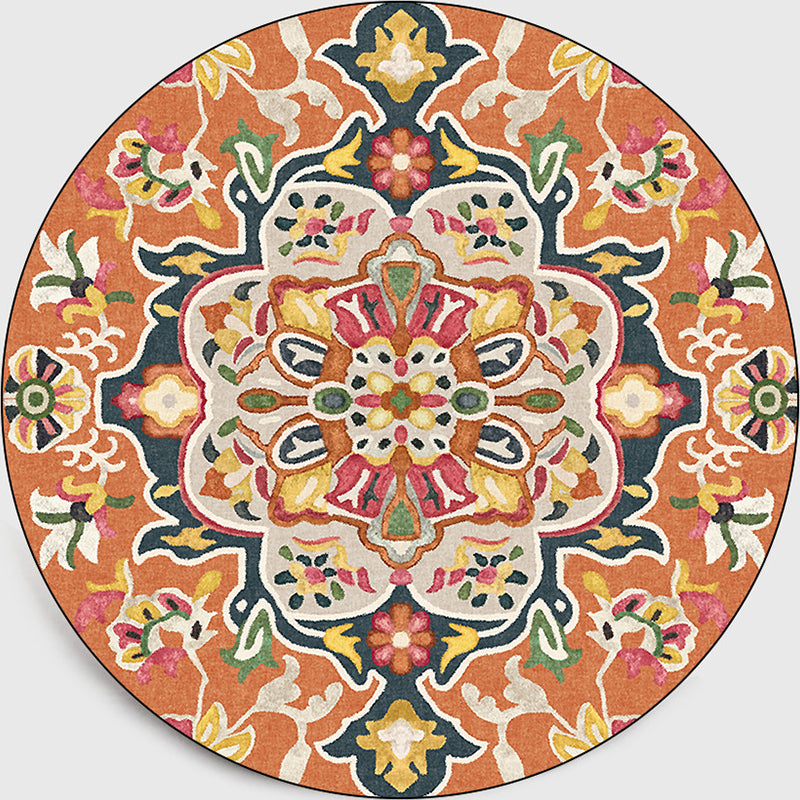 Classic Moroccan Indoor Rug Multicolor Flower Carpet Non-Slip Machine Washable Stain Resistant Rug for Living Room Orange-Yellow Clearhalo 'Area Rug' 'Moroccan' 'Rugs' Rug' 2058625