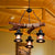 3 Lights Ceiling Light Coastal Style Lantern Clear Glass Hanging Chandelier in Black with Chain and Wood Black Clearhalo 'Cast Iron' 'Ceiling Lights' 'Chandeliers' 'Industrial Chandeliers' 'Industrial' 'Metal' 'Middle Century Chandeliers' 'Rustic Chandeliers' 'Tiffany' Lighting' 205862