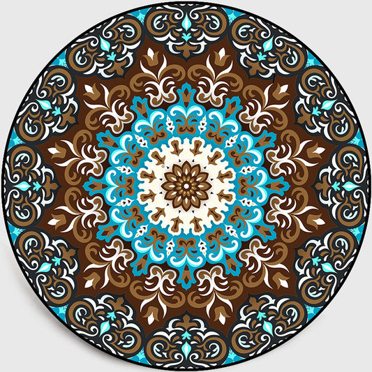 Multi-Colored Living Room Rug Turkish Floral Swirl Rug Synthetics Anti-Slip Pet Friendly Machine Washable Area Carpet Blue-Brown Clearhalo 'Area Rug' 'Moroccan' 'Rugs' Rug' 2058631