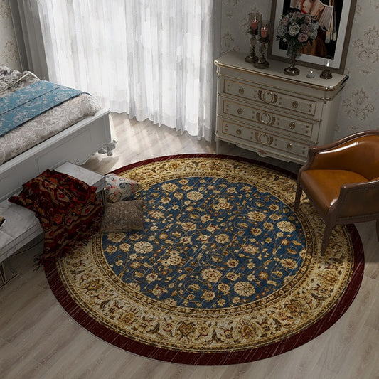 Retro Floral Area Rug Multi-Color Oriental Rug Polyester Pet Friendly Non-Slip Backing Washable Rug for Bedroom Blue Clearhalo 'Area Rug' 'Moroccan' 'Rugs' Rug' 2058647