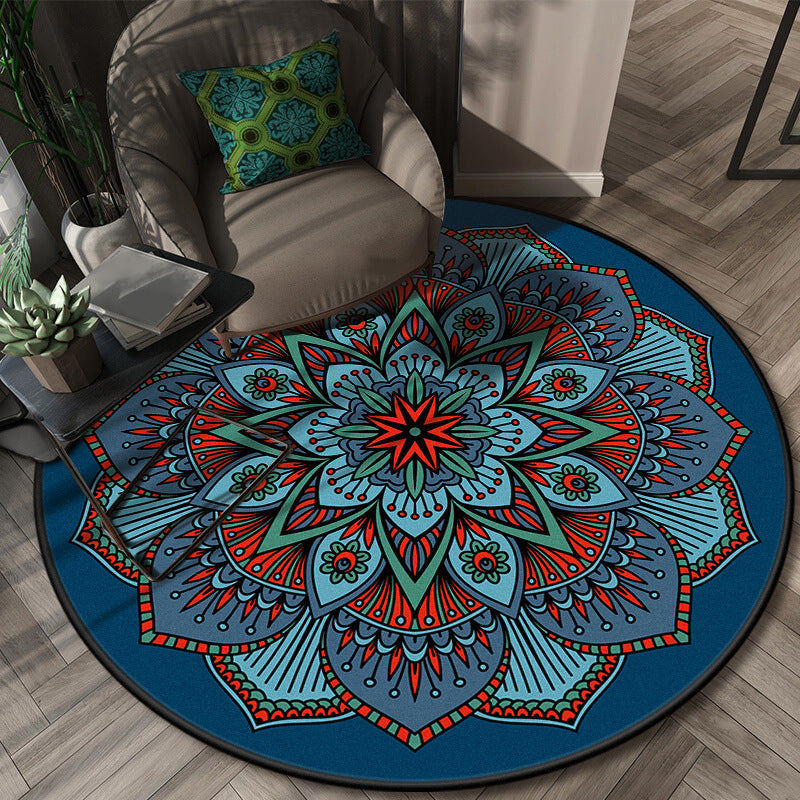 Glamorous Layered Flower Pattern Rug Multi-Colored Moroccan Rug Polypropylene Stain Resistant Anti-Slip Backing Machine Washable Carpet for Home Royal Blue Clearhalo 'Area Rug' 'Moroccan' 'Rugs' Rug' 2058678