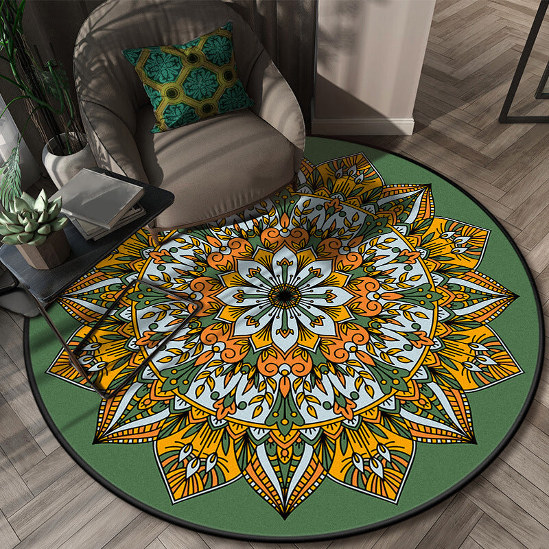 Glamorous Layered Flower Pattern Rug Multi-Colored Moroccan Rug Polypropylene Stain Resistant Anti-Slip Backing Machine Washable Carpet for Home Green-Yellow Clearhalo 'Area Rug' 'Moroccan' 'Rugs' Rug' 2058679