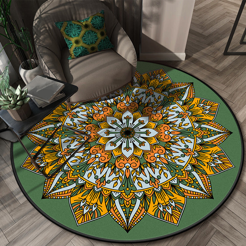 Glamorous Layered Flower Pattern Rug Multi-Colored Moroccan Rug Polypropylene Stain Resistant Anti-Slip Backing Machine Washable Carpet for Home Green-Yellow Clearhalo 'Area Rug' 'Moroccan' 'Rugs' Rug' 2058679
