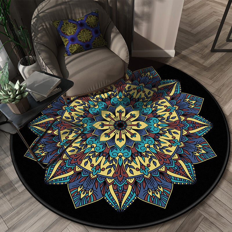 Glamorous Layered Flower Pattern Rug Multi-Colored Moroccan Rug Polypropylene Stain Resistant Anti-Slip Backing Machine Washable Carpet for Home Blue-Purple Clearhalo 'Area Rug' 'Moroccan' 'Rugs' Rug' 2058680