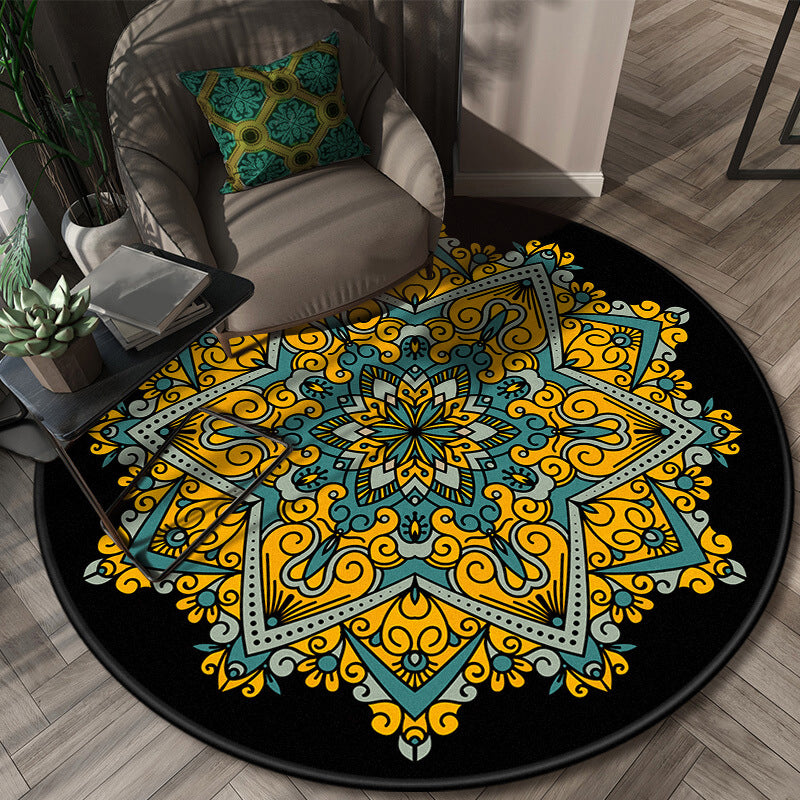 Glamorous Layered Flower Pattern Rug Multi-Colored Moroccan Rug Polypropylene Stain Resistant Anti-Slip Backing Machine Washable Carpet for Home Yellow-Blue Clearhalo 'Area Rug' 'Moroccan' 'Rugs' Rug' 2058681