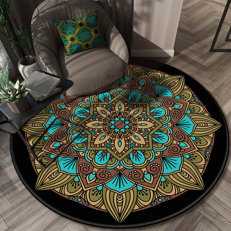 Glamorous Layered Flower Pattern Rug Multi-Colored Moroccan Rug Polypropylene Stain Resistant Anti-Slip Backing Machine Washable Carpet for Home Blue-Brown Clearhalo 'Area Rug' 'Moroccan' 'Rugs' Rug' 2058683