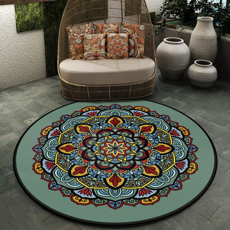 Moroccan Symmetric Patterned Rug Multi Color Polyester Carpet Machine Washable Non-Slip Pet Friendly Rug for Living Room Blue Clearhalo 'Area Rug' 'Moroccan' 'Rugs' Rug' 2058699