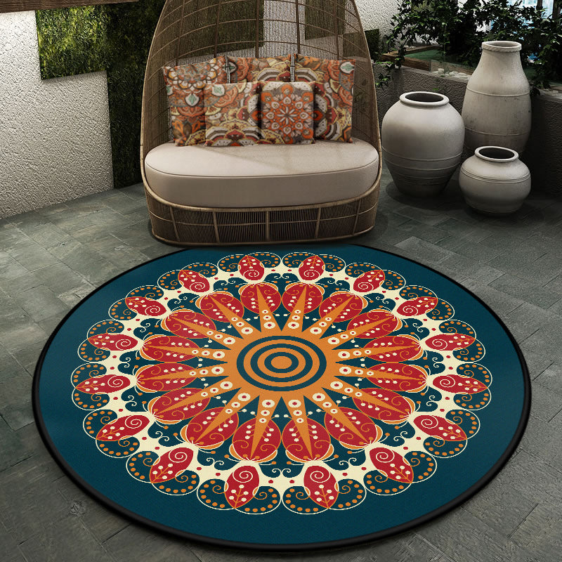 Moroccan Symmetric Patterned Rug Multi Color Polyester Carpet Machine Washable Non-Slip Pet Friendly Rug for Living Room Royal Blue-Yellow Clearhalo 'Area Rug' 'Moroccan' 'Rugs' Rug' 2058703