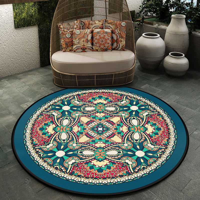 Moroccan Symmetric Patterned Rug Multi Color Polyester Carpet Machine Washable Non-Slip Pet Friendly Rug for Living Room Royal Blue Clearhalo 'Area Rug' 'Moroccan' 'Rugs' Rug' 2058704