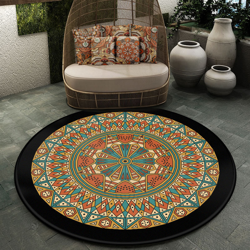 Moroccan Symmetric Patterned Rug Multi Color Polyester Carpet Machine Washable Non-Slip Pet Friendly Rug for Living Room Orange-Yellow Clearhalo 'Area Rug' 'Moroccan' 'Rugs' Rug' 2058708