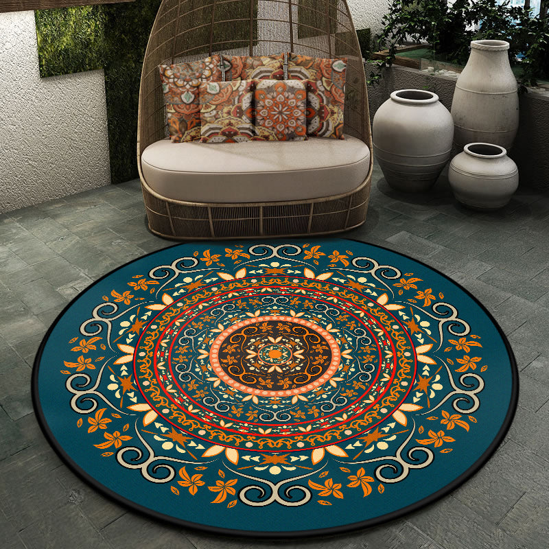 Moroccan Symmetric Patterned Rug Multi Color Polyester Carpet Machine Washable Non-Slip Pet Friendly Rug for Living Room Aqua Clearhalo 'Area Rug' 'Moroccan' 'Rugs' Rug' 2058709