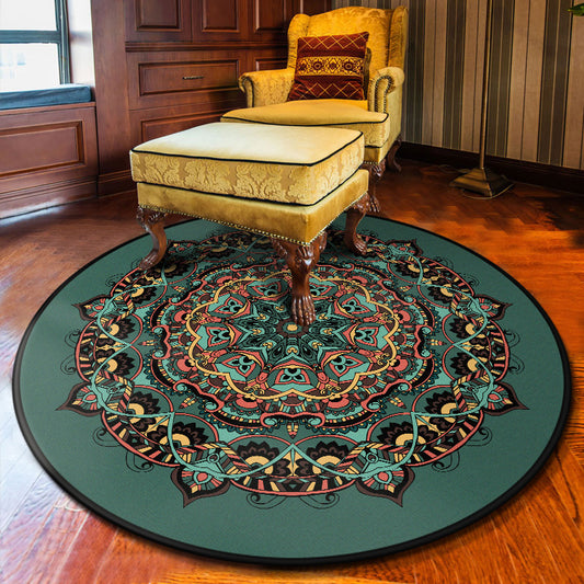 Multi Colored Flower Rug Polypropylene Moroccan Carpet Anti-Slip Backing Washable Stain Resistant Rug for Bedroom Blue-Orange Clearhalo 'Area Rug' 'Moroccan' 'Rugs' Rug' 2058711