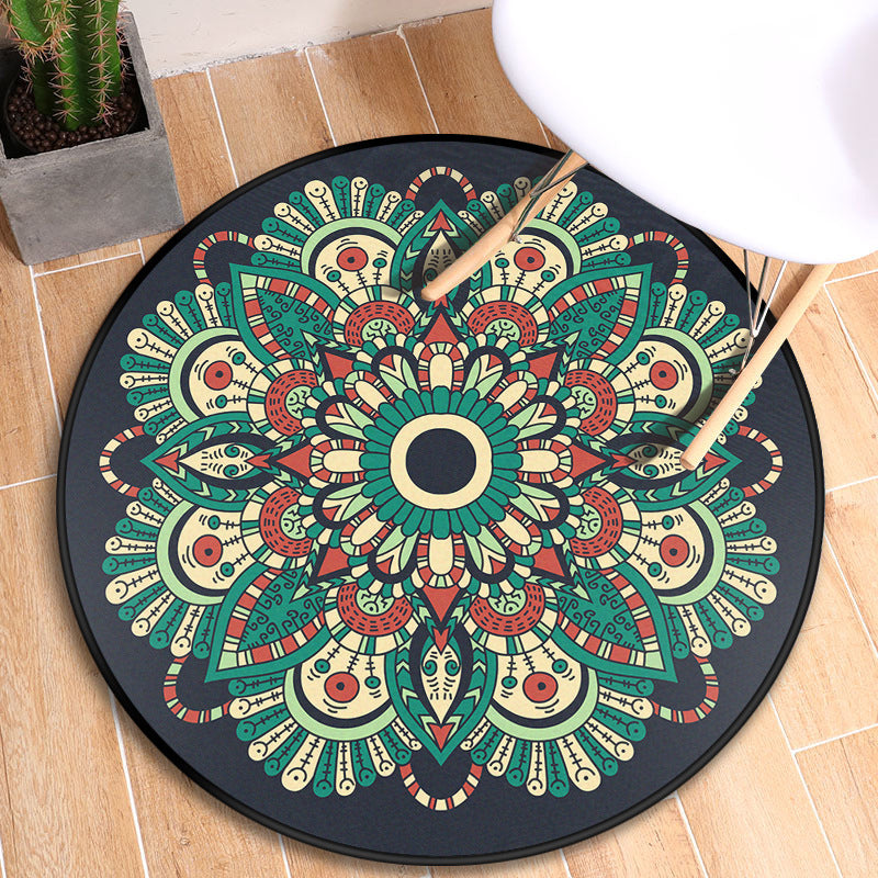 Turkish Blooming Flower Rug Multicolored Polypropylene Rug Machine Washable Pet Friendly Non-Slip Backing Area Rug for Door Blue-Green Clearhalo 'Area Rug' 'Moroccan' 'Rugs' Rug' 2058725