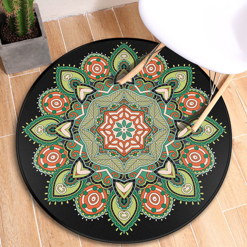 Turkish Blooming Flower Rug Multicolored Polypropylene Rug Machine Washable Pet Friendly Non-Slip Backing Area Rug for Door Green Clearhalo 'Area Rug' 'Moroccan' 'Rugs' Rug' 2058728