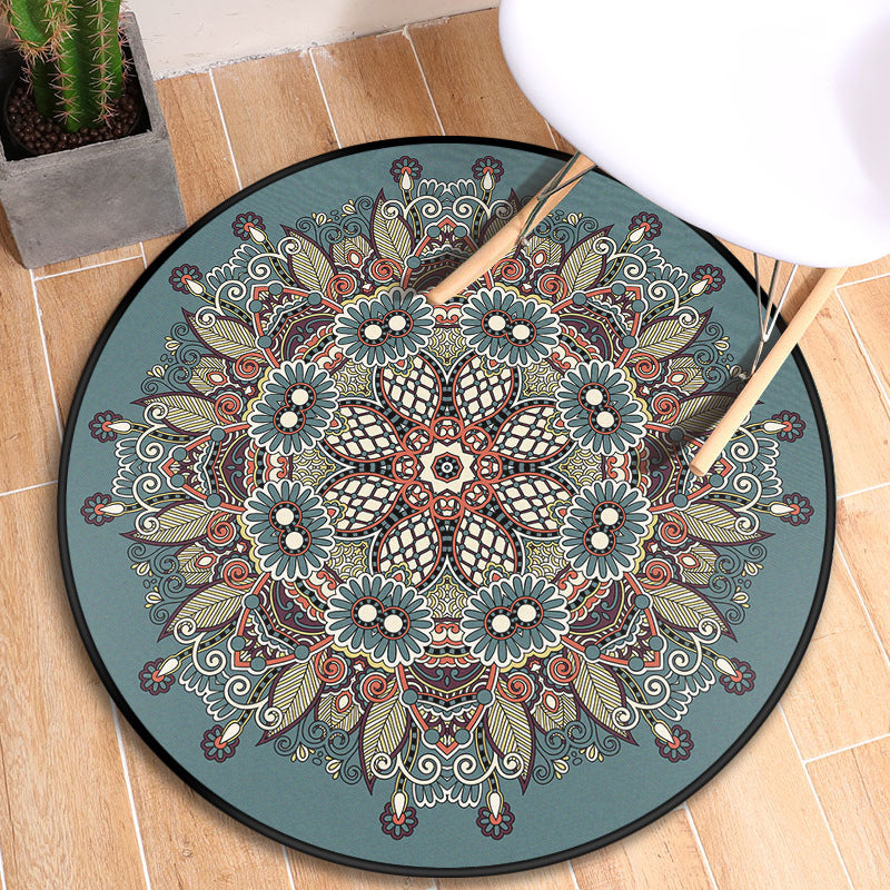 Tribal Mandala Indoor Rug Multi Color Moroccan Carpet Synthetics Anti-Slip Stain Resistant Pet Friendly Rug for Room Light Blue Clearhalo 'Area Rug' 'Moroccan' 'Rugs' Rug' 2058744