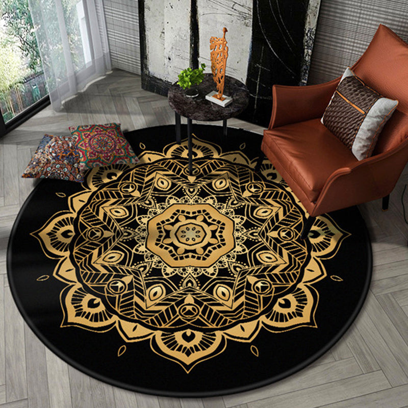 Chic Floral Pattern Area Rug Multicolored Moroccan Carpet Synthetics Washable Anti-Slip Backing Stain Resistant Rug for Front Door Khaki 3'11" x 3'11" Clearhalo 'Area Rug' 'Moroccan' 'Rugs' Rug' 2058751