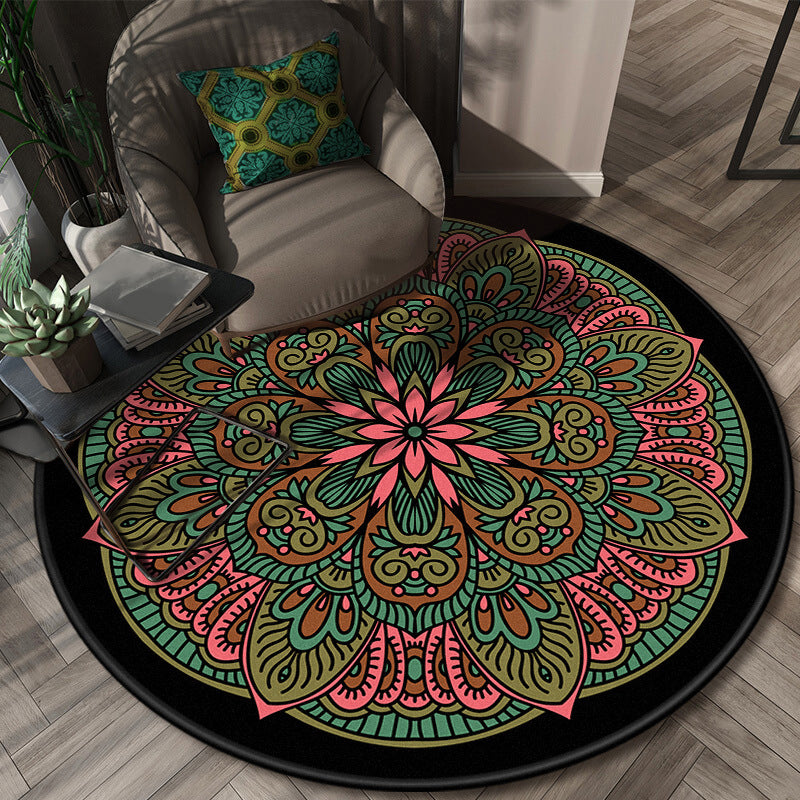 Chic Floral Pattern Area Rug Multicolored Moroccan Carpet Synthetics Washable Anti-Slip Backing Stain Resistant Rug for Front Door Coffee 3'11" x 3'11" Clearhalo 'Area Rug' 'Moroccan' 'Rugs' Rug' 2058758