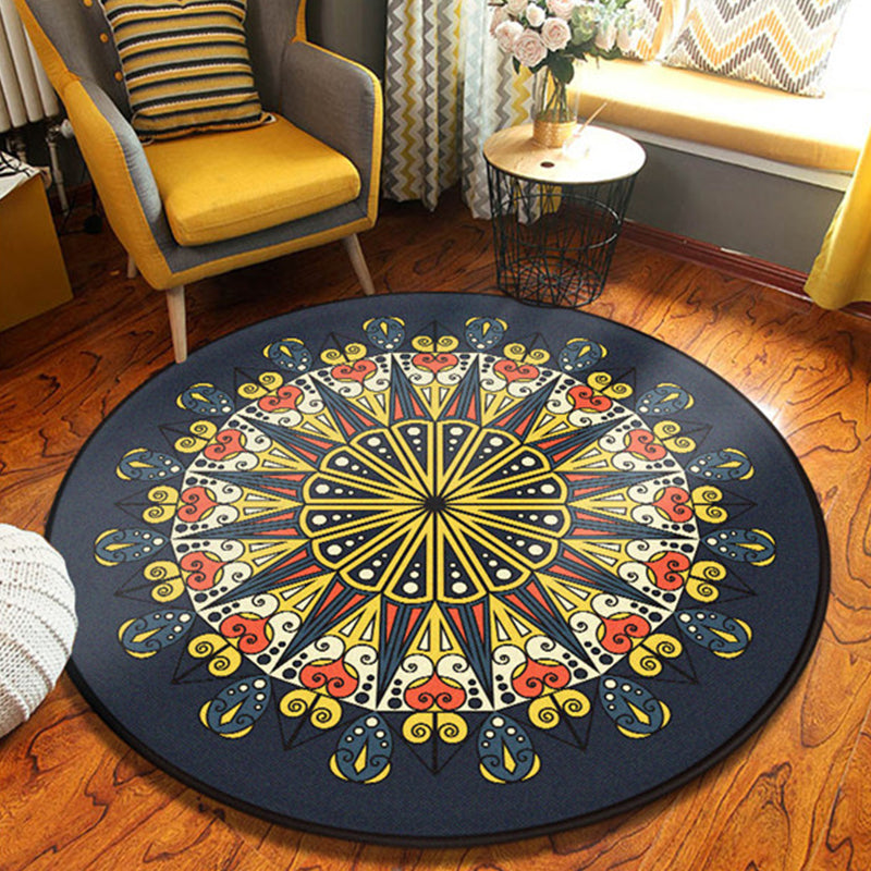 Chic Floral Pattern Area Rug Multicolored Moroccan Carpet Synthetics Washable Anti-Slip Backing Stain Resistant Rug for Front Door Fluorescent Yellow 3'11" x 3'11" Clearhalo 'Area Rug' 'Moroccan' 'Rugs' Rug' 2058761