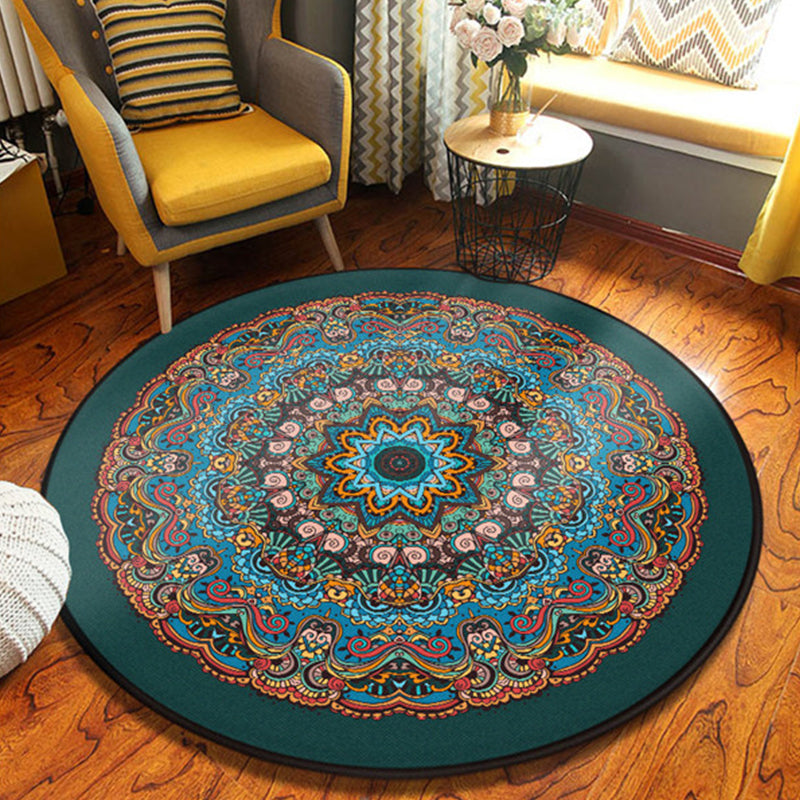Chic Floral Pattern Area Rug Multicolored Moroccan Carpet Synthetics Washable Anti-Slip Backing Stain Resistant Rug for Front Door Fluorescent Green 3'11" x 3'11" Clearhalo 'Area Rug' 'Moroccan' 'Rugs' Rug' 2058772