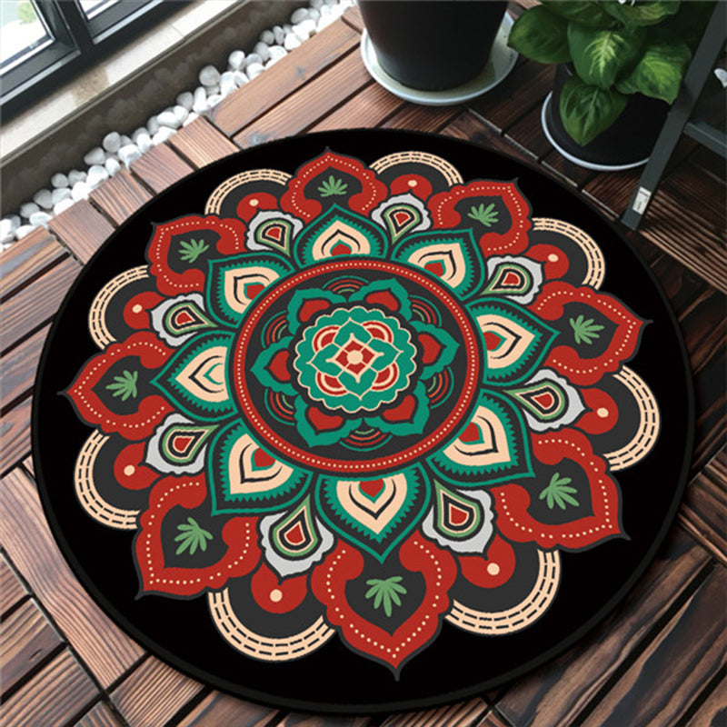 Chic Floral Pattern Area Rug Multicolored Moroccan Carpet Synthetics Washable Anti-Slip Backing Stain Resistant Rug for Front Door Rose Red 3'11" x 3'11" Clearhalo 'Area Rug' 'Moroccan' 'Rugs' Rug' 2058774