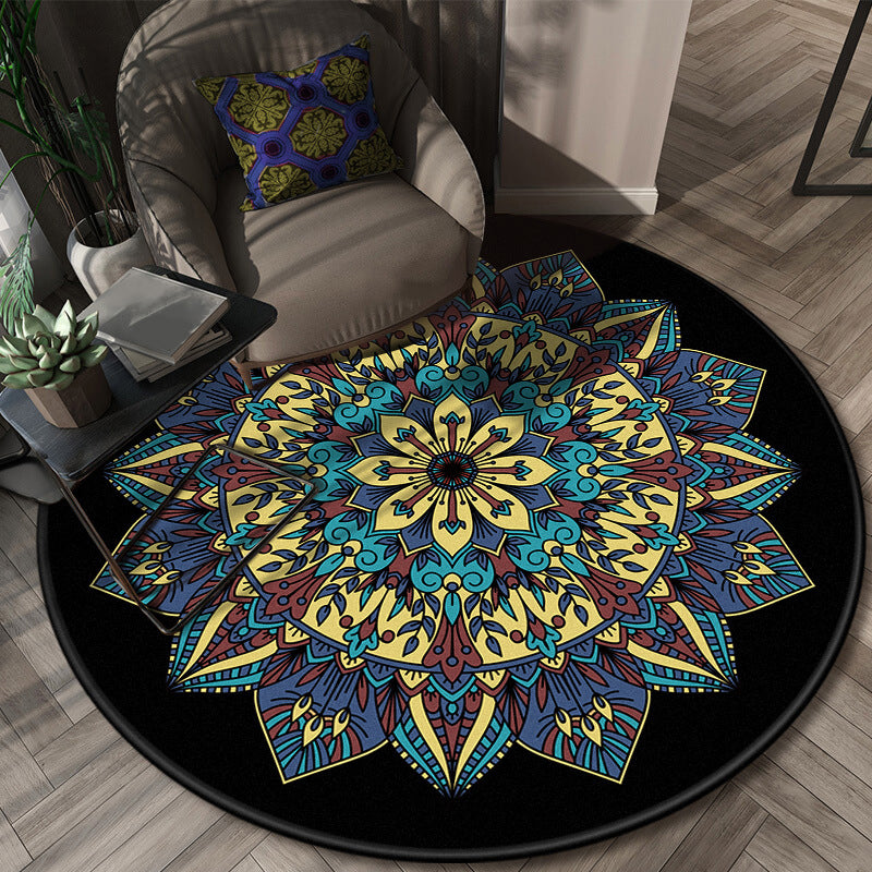 Chic Floral Pattern Area Rug Multicolored Moroccan Carpet Synthetics Washable Anti-Slip Backing Stain Resistant Rug for Front Door Dark Purple 3'11" x 3'11" Clearhalo 'Area Rug' 'Moroccan' 'Rugs' Rug' 2058777