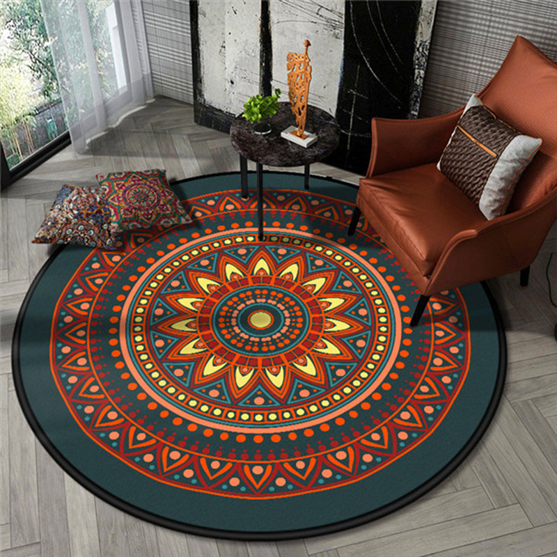 Chic Floral Pattern Area Rug Multicolored Moroccan Carpet Synthetics Washable Anti-Slip Backing Stain Resistant Rug for Front Door Blackish Green 3'11" x 3'11" Clearhalo 'Area Rug' 'Moroccan' 'Rugs' Rug' 2058779