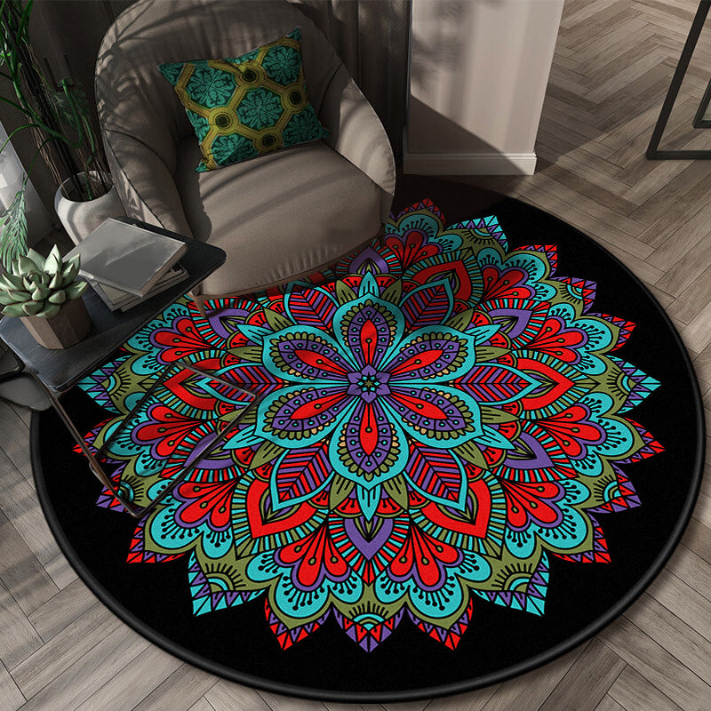 Chic Floral Pattern Area Rug Multicolored Moroccan Carpet Synthetics Washable Anti-Slip Backing Stain Resistant Rug for Front Door Purple 3'11" x 3'11" Clearhalo 'Area Rug' 'Moroccan' 'Rugs' Rug' 2058783