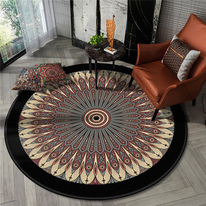 Chic Floral Pattern Area Rug Multicolored Moroccan Carpet Synthetics Washable Anti-Slip Backing Stain Resistant Rug for Front Door Apricot 3'11" x 3'11" Clearhalo 'Area Rug' 'Moroccan' 'Rugs' Rug' 2058796