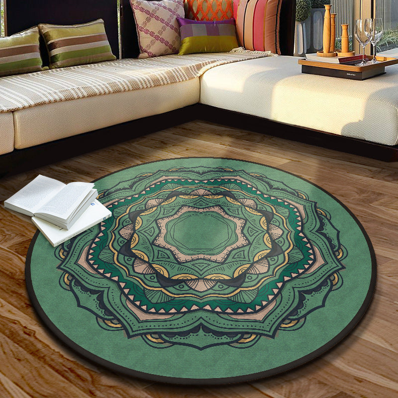 Chic Floral Pattern Area Rug Multicolored Moroccan Carpet Synthetics Washable Anti-Slip Backing Stain Resistant Rug for Front Door Green-Yellow 3'11" x 3'11" Clearhalo 'Area Rug' 'Moroccan' 'Rugs' Rug' 2058803