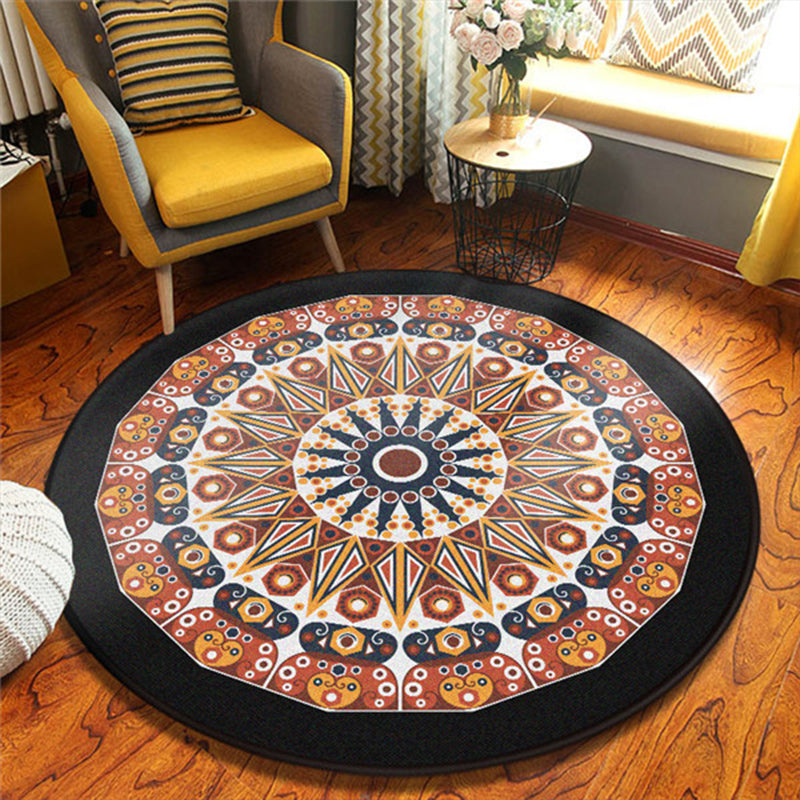 Chic Floral Pattern Area Rug Multicolored Moroccan Carpet Synthetics Washable Anti-Slip Backing Stain Resistant Rug for Front Door Yellow 3'11" x 3'11" Clearhalo 'Area Rug' 'Moroccan' 'Rugs' Rug' 2058804