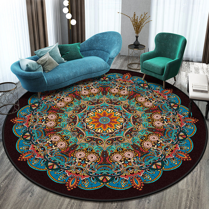 Bohemian Living Room Rug Multicolor Mandala Rug Polyester Stain Resistant Washable Anti-Slip Backing Rug for Hall Royal Blue Clearhalo 'Area Rug' 'Moroccan' 'Rugs' Rug' 2058811
