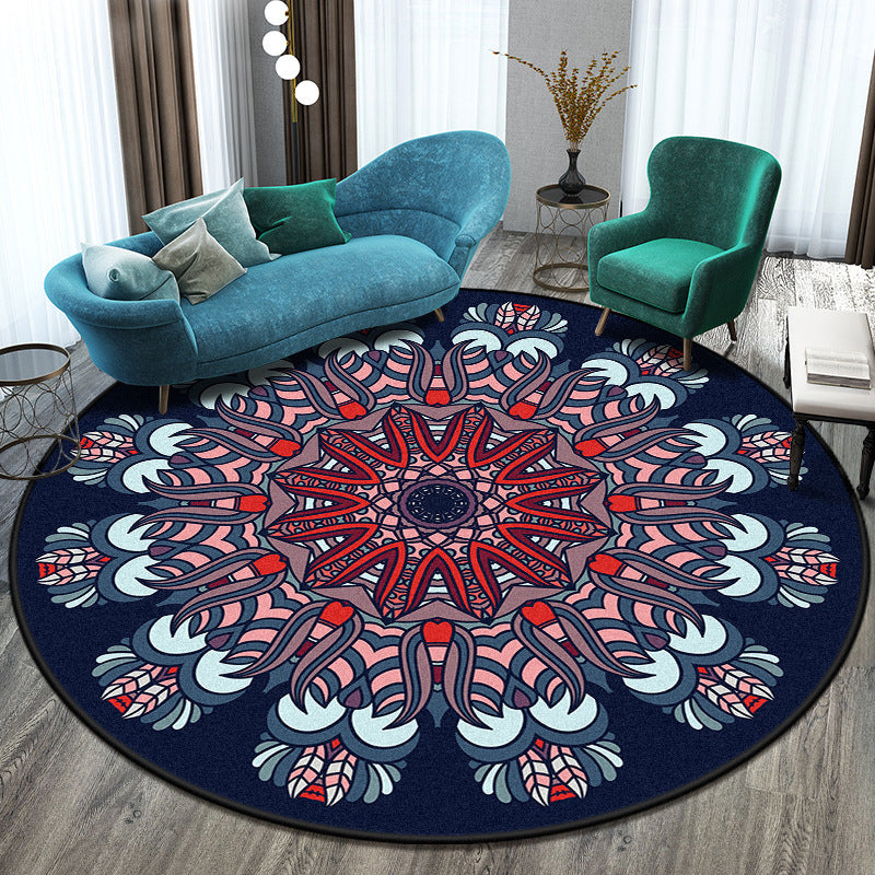 Bohemian Living Room Rug Multicolor Mandala Rug Polyester Stain Resistant Washable Anti-Slip Backing Rug for Hall Navy Clearhalo 'Area Rug' 'Moroccan' 'Rugs' Rug' 2058812