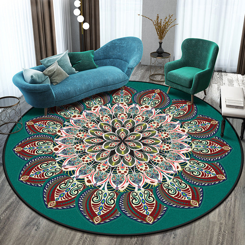 Bohemian Living Room Rug Multicolor Mandala Rug Polyester Stain Resistant Washable Anti-Slip Backing Rug for Hall Pink Clearhalo 'Area Rug' 'Moroccan' 'Rugs' Rug' 2058813